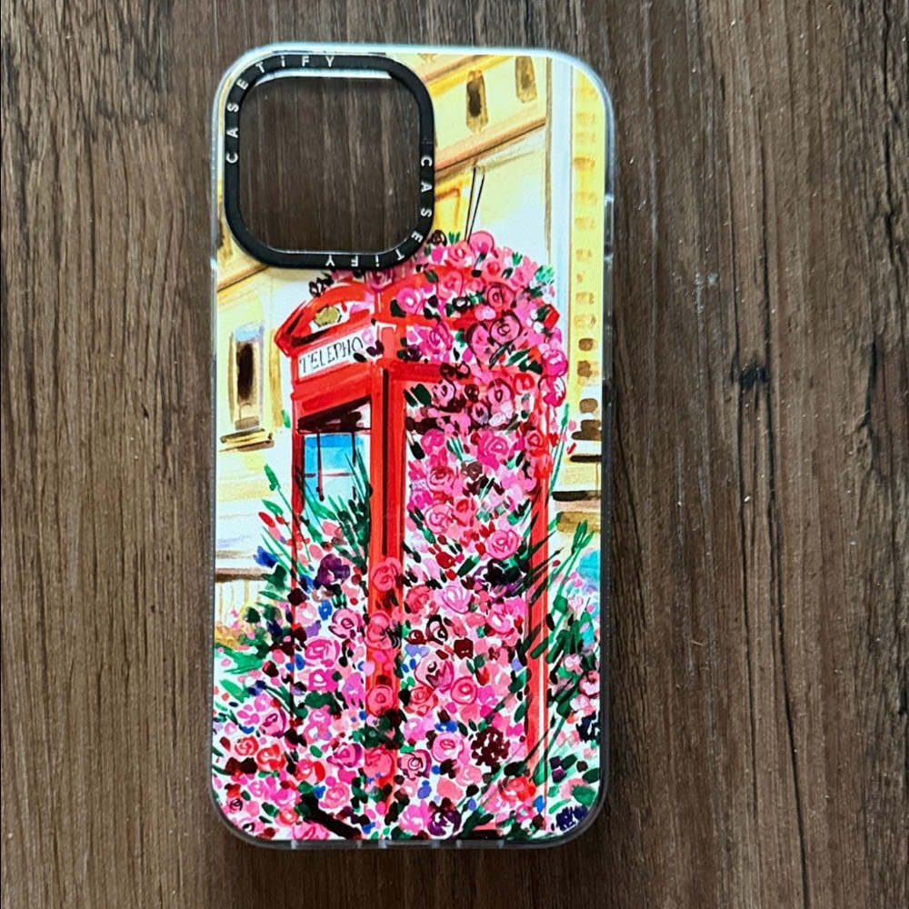 Casetify London Phone Booth Pink Roses Case (iPhone 13 Pro Max case)